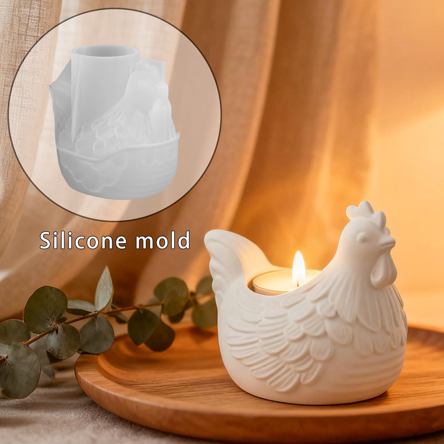 Candle Molds - แม่พิมพ์เรซิ่นอีพ็อกซี่รูปไก่ตัวน้อย 3 มิติ สำหรับทำที่ใส่เทียน, ของตกแต่งรูปไก่ปูนปลาสเตอร์, แม่พิมพ์ซิลิโคนสำหรับทำที่ใส่เทียน,