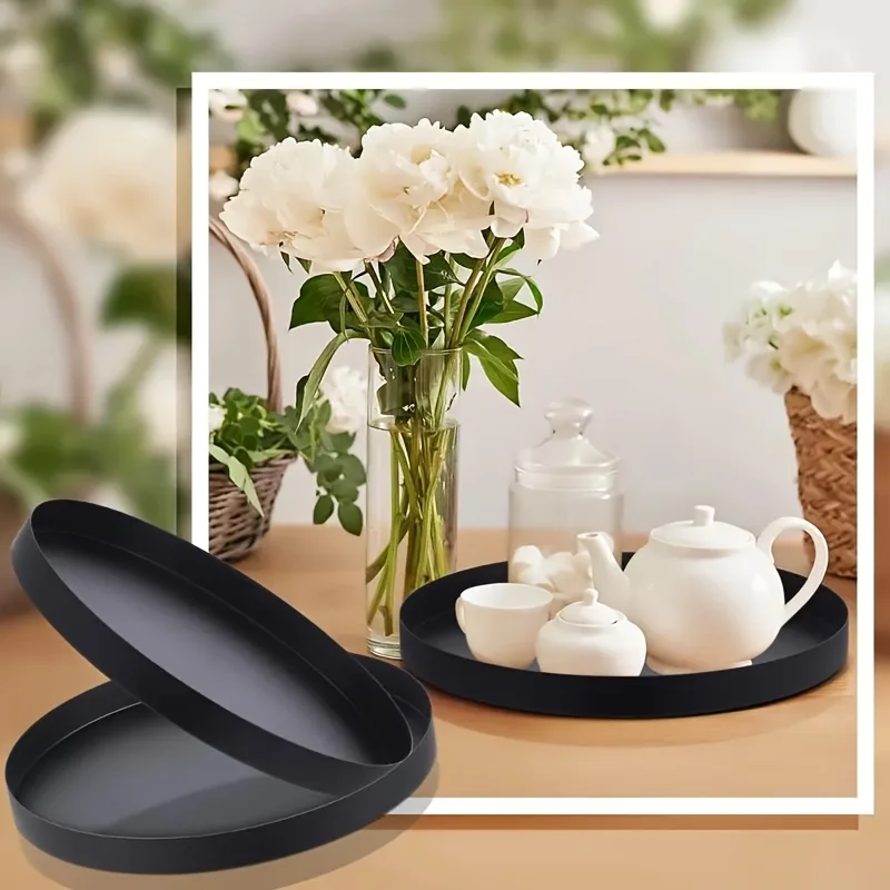 ถาด ABS ทรงกลมสีดําทันสมัย 1 ช - Silk Candle บทวิจารณ์และราคา