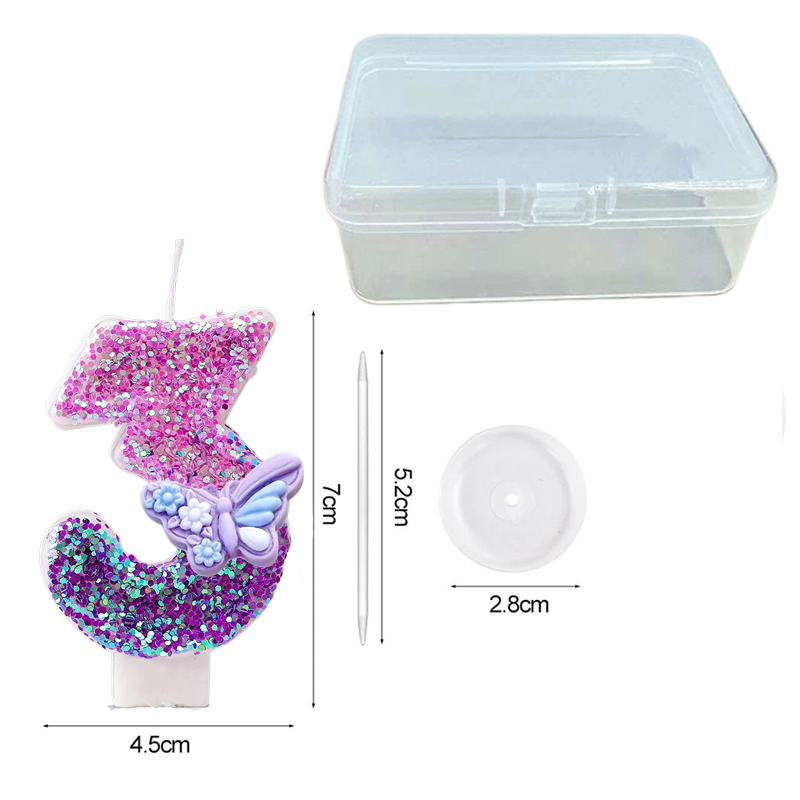 เทียนวันเกิดดิจิตอลรูปโบว์สีม่ - Paraffin Wax บทวิจารณ์และราคา