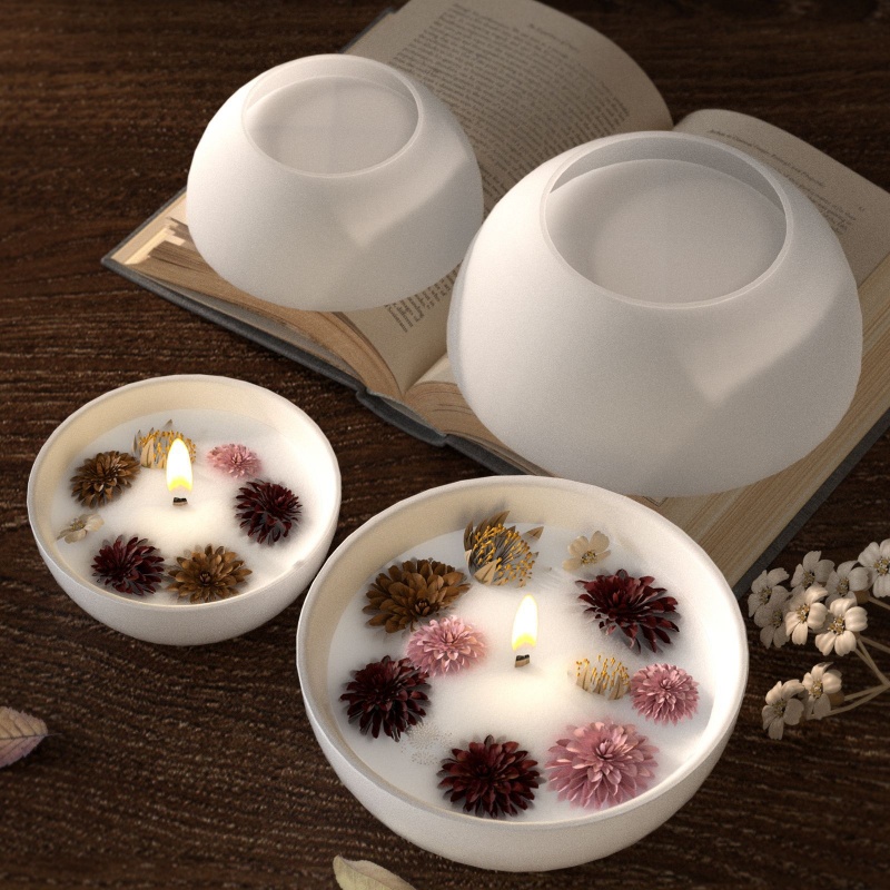 รอบเทียนชามคอนกรีตแม่พิมพ์ซิลิ - Candle Containers บทวิจารณ์และราคา